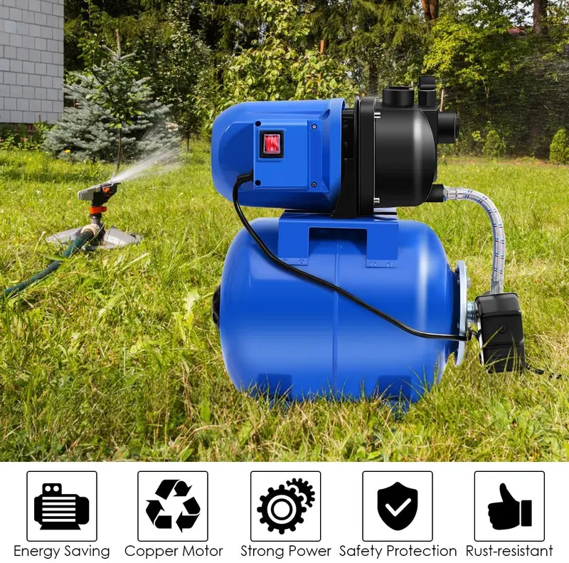 Flachbrunnenpumpe mit 1,6 PS, Drucktank, 1000 GPH-Jetpumpe für Gartenbewässerung