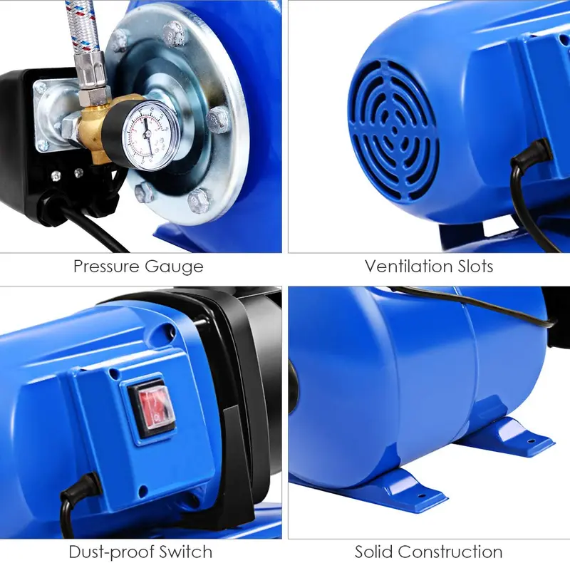 Flachbrunnenpumpe mit 1,6 PS, Drucktank, 1000 GPH-Jetpumpe für Gartenbewässerung