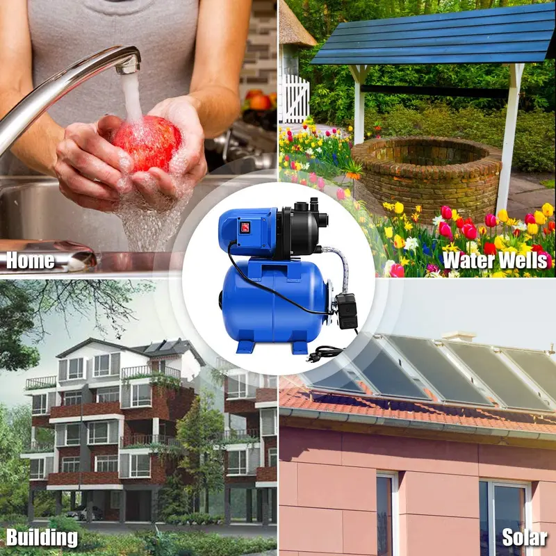 Flachbrunnenpumpe mit 1,6 PS, Drucktank, 1000 GPH-Jetpumpe für Gartenbewässerung