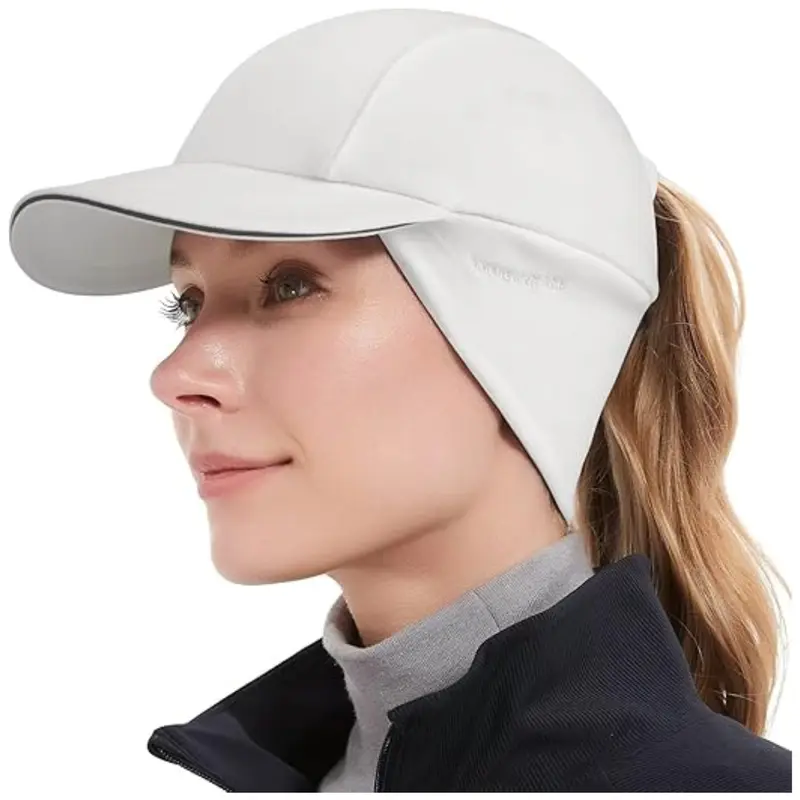 Frauen-Fleece-Ponytail-Mütze mit Ohrenwärmer und reflektierender Umrandung 2
