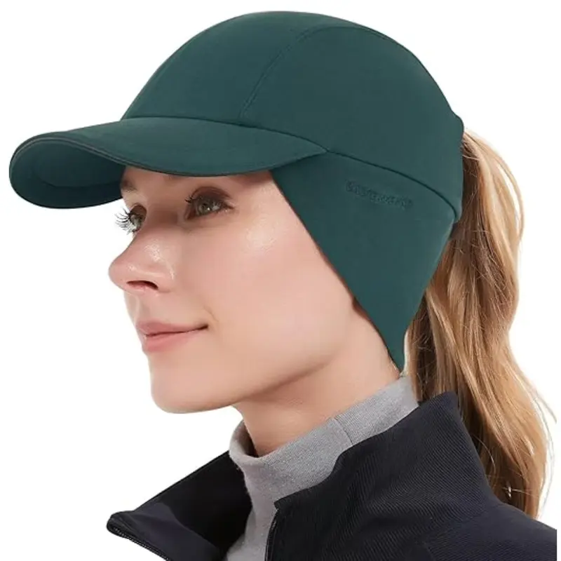 Frauen-Fleece-Ponytail-Mütze mit Ohrenwärmer und reflektierender Umrandung