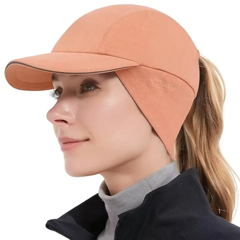Frauen-Fleece-Ponytail-Mütze mit Ohrenwärmer und reflektierender Umrandung