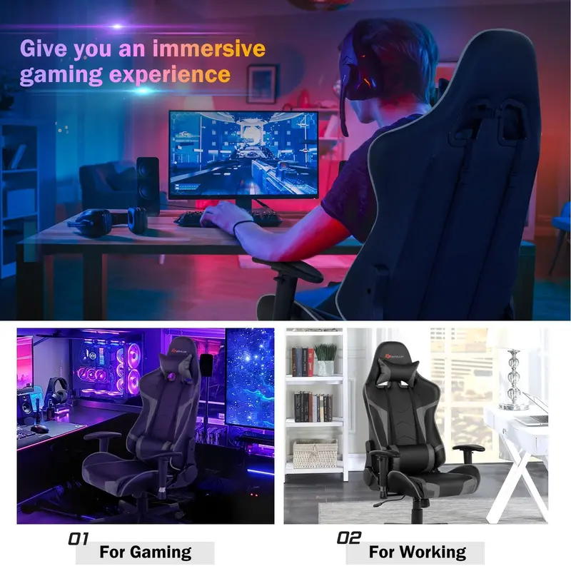 Gaming-Stuhl mit Massagefunktion, Bürostuhl für Computerspiele und Rennsimulation