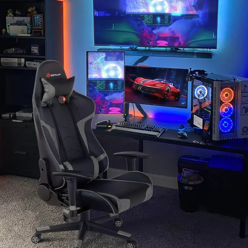 Gaming-Stuhl mit Massagefunktion, Bürostuhl für Computerspiele und Rennsimulation