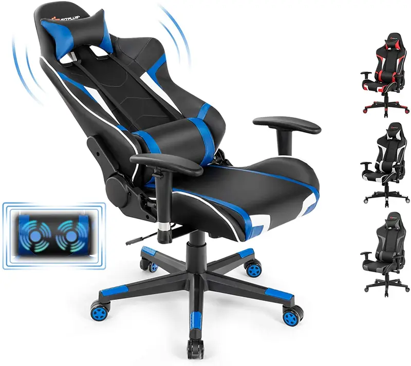 Gaming-Stuhl mit Massagefunktion, Bürostuhl für Computerspiele und Rennsimulation