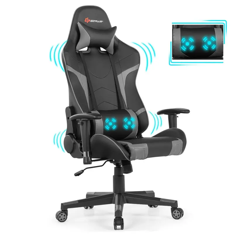 Gaming-Stuhl mit Massagefunktion, Bürostuhl für Computerspiele und Rennsimulation