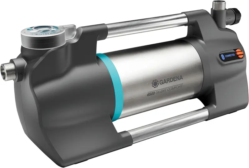 Gardena Gartenpumpe 6500 SilentComfort: Extra leise Bewässerungspumpe per App steuerbar, Fördermenge 6500 l/h, Trockenlaufsicherung, rostfreier Edelstahl, stromsparend und wasserfest (9059-20)