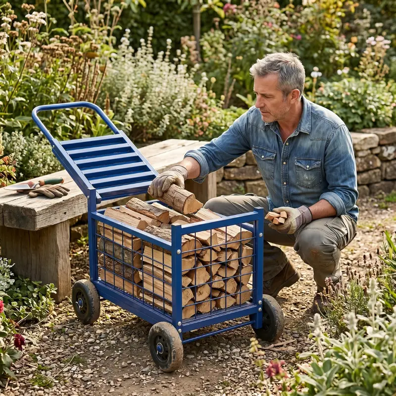 Garten-Arbeitssitzwagen mit Staufach und Gummirädern