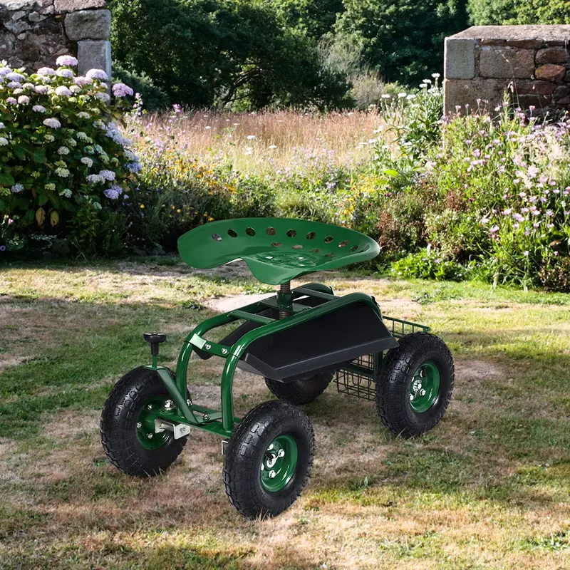 Gartenwagen mit Arbeitssitz und Rädern, Terrassenwagen/Scooter fürs Pflanzen 2