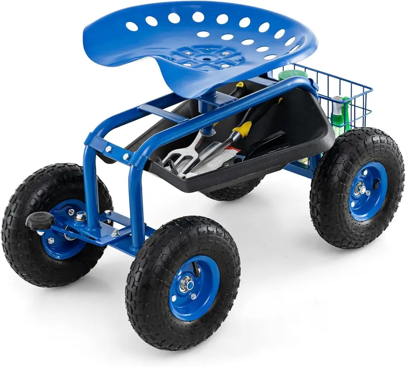 Gartenwagen mit Arbeitssitz und Rädern, Terrassenwagen/Scooter fürs Pflanzen