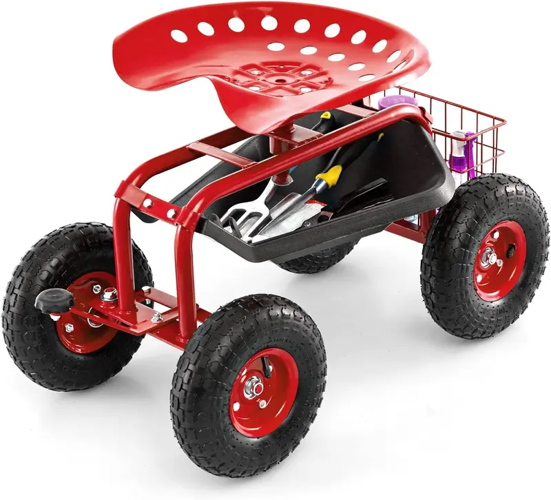 Gartenwagen mit Arbeitssitz und Rädern, Terrassenwagen/Scooter fürs Pflanzen