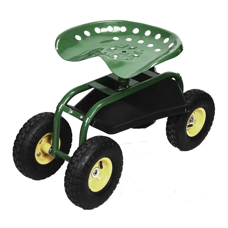 Gartenwagen mit Roll-Sitz für Außenbereich – Für Rasen, Hof, Terrasse und Pflanzarbeiten