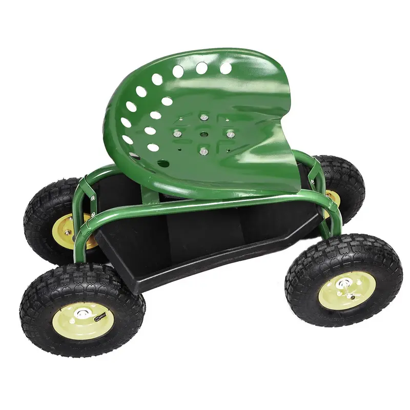 Gartenwagen mit Roll-Sitz für Außenbereich – Für Rasen, Hof, Terrasse und Pflanzarbeiten