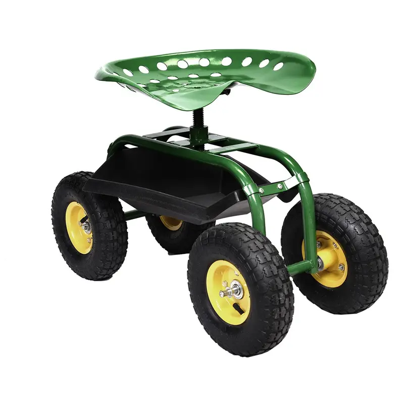 Gartenwagen mit Roll-Sitz für Außenbereich – Für Rasen, Hof, Terrasse und Pflanzarbeiten