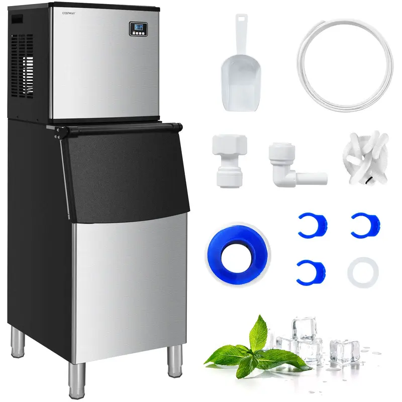 Gesplittete gewerbliche Eis-Maschine, 160 kg/24 h, vollautomatische vertikale industrielle modulare Eismaschine mit großem Lagereimer (90 kg)