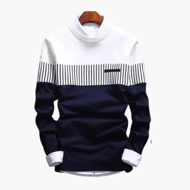 Gestreifter Strickpullover für Herren – Rundhalsausschnitt