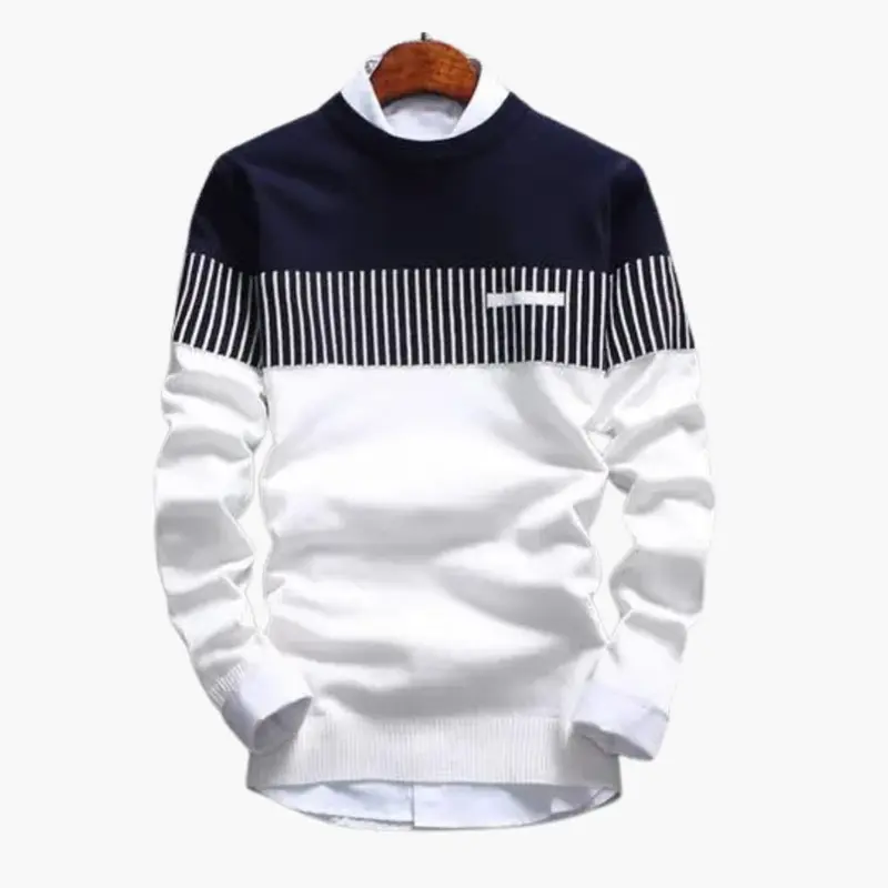 Gestreifter Strickpullover für Herren – Rundhalsausschnitt