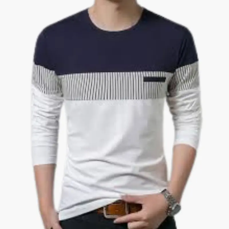 Gestreifter Strickpullover für Herren – Rundhalsausschnitt