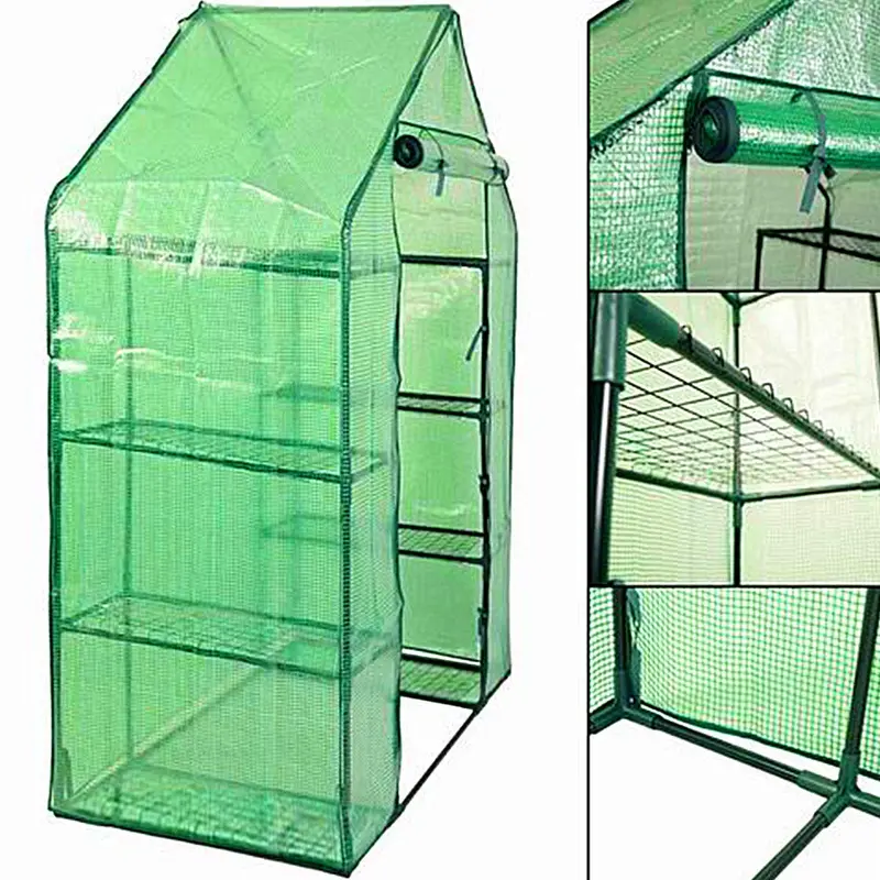 Gewächshaus zum Hineingehen – Pflanzen-Gewächshaus aus Kunststoff mit 4 Ebenen und 8 Regalen für Innen- und Außenbereich, 4,9" x 2,5" x 6,4"