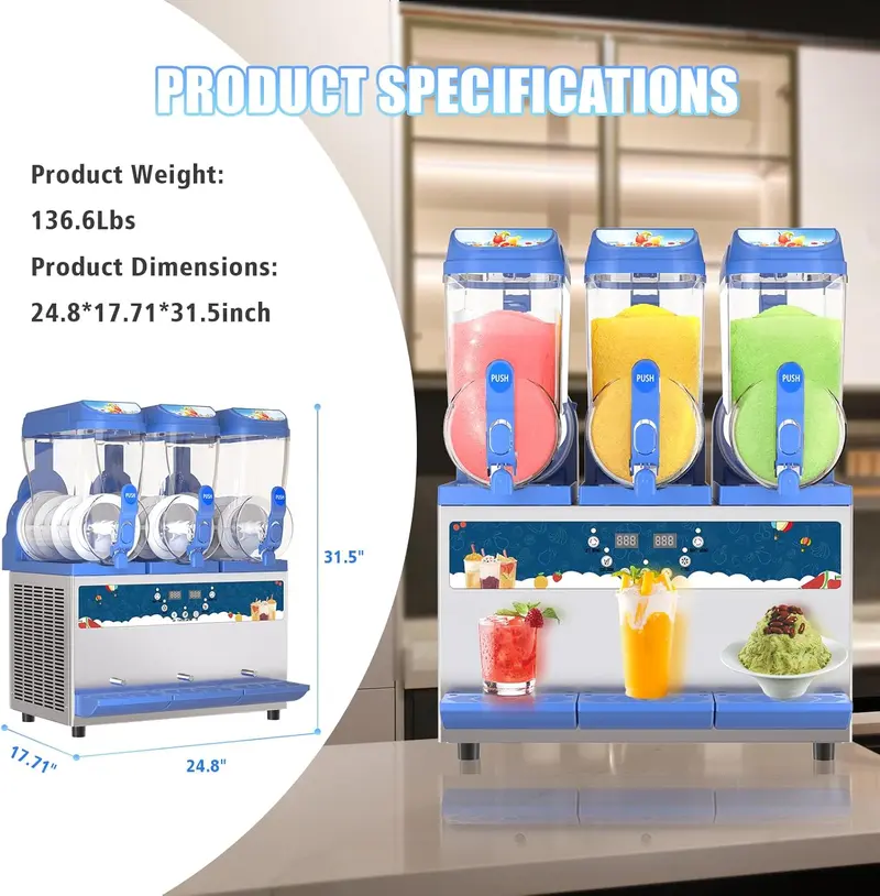 Gewerbliche Slushy-Maschine – 1000 W, 30-Liter-Tanks, Slush-Maker mit hochwertigem Edelstahl 304, ideal für Margaritas und andere Erfrischungsgetränke in Bars, Cafés und Restaurants 2