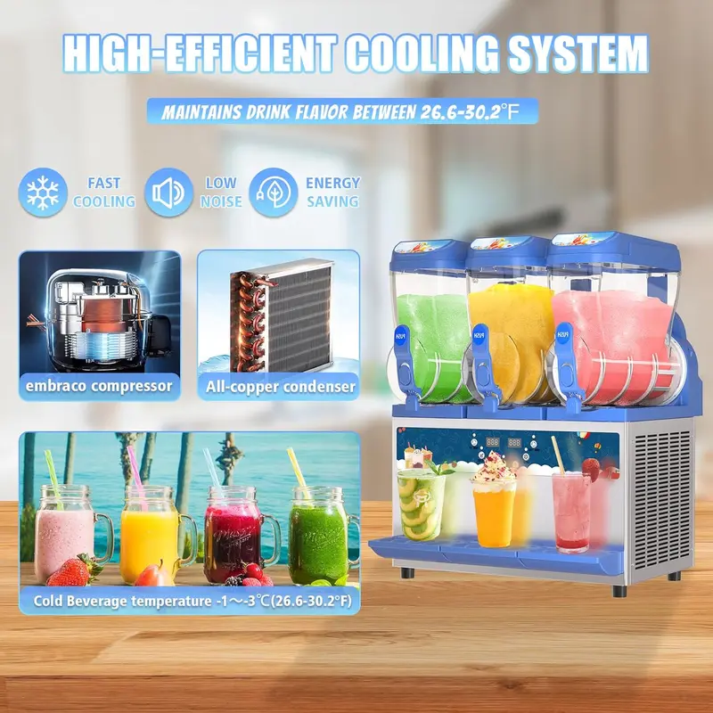 Gewerbliche Slushy-Maschine – 1000 W, 30-Liter-Tanks, Slush-Maker mit hochwertigem Edelstahl 304, ideal für Margaritas und andere Erfrischungsgetränke in Bars, Cafés und Restaurants