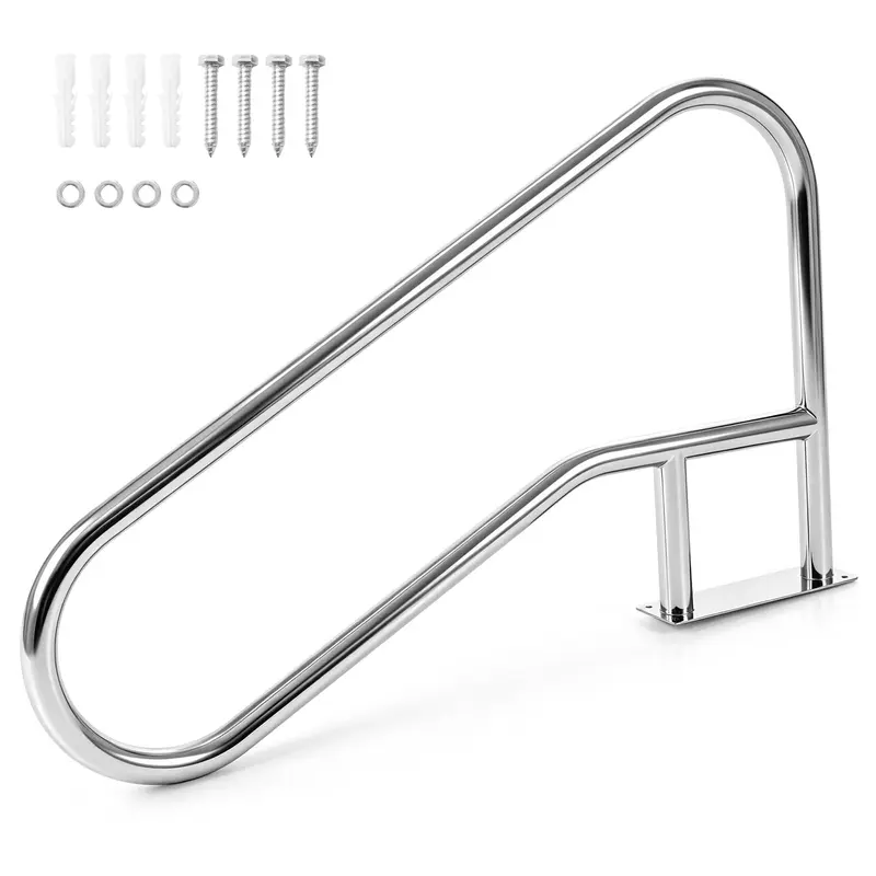 Goplus 1 Stück / 2 Stück Pool-Handlauf für eingelassene Swimmingpools mit Bodenplatte (50" x 30" (LxB))