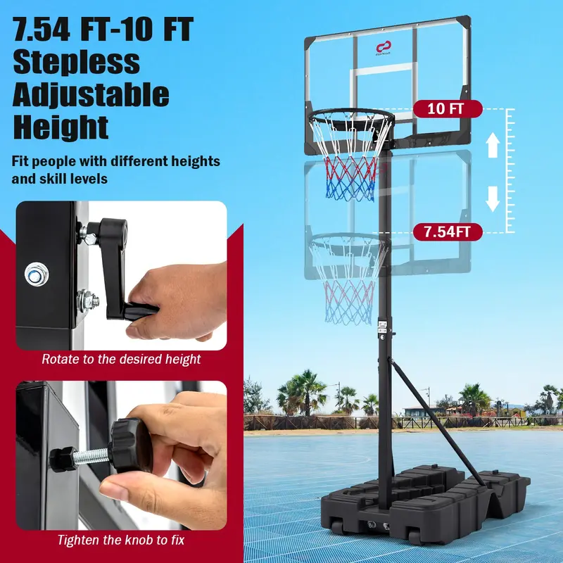 Goplus 10 FT stufenlos verstellbares Basketballkorb-System mit füllbarer Basis 2