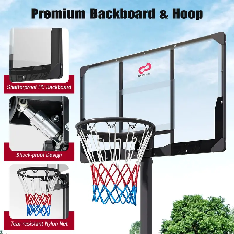 Goplus 10 FT stufenlos verstellbares Basketballkorb-System mit füllbarer Basis