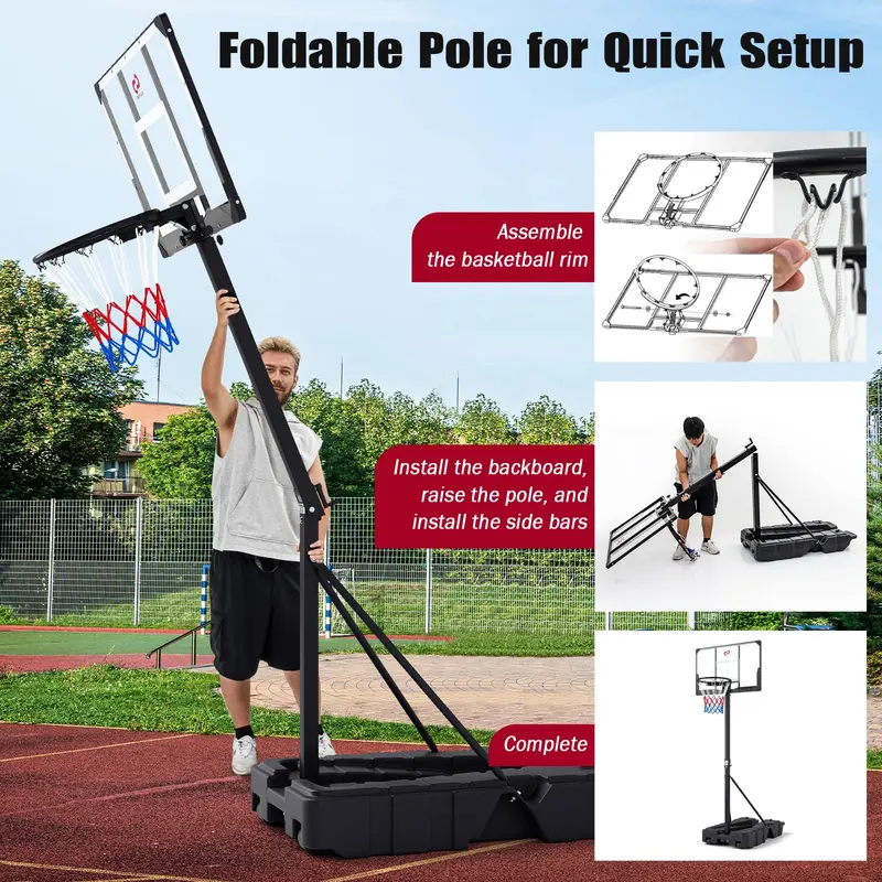 Goplus 10 FT stufenlos verstellbares Basketballkorb-System mit füllbarer Basis