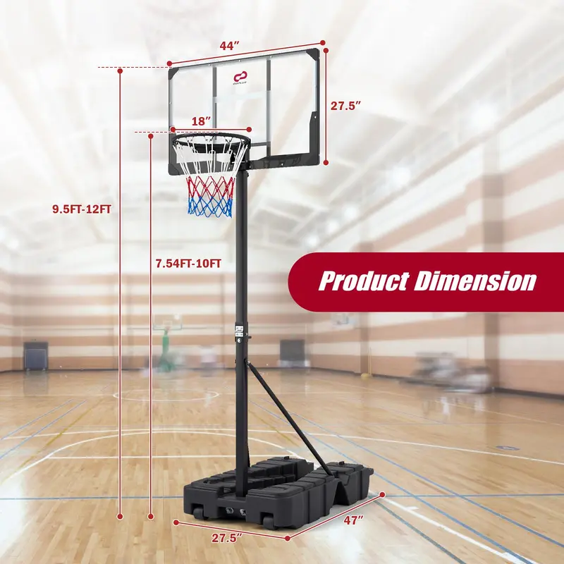Goplus 10 FT stufenlos verstellbares Basketballkorb-System mit füllbarer Basis
