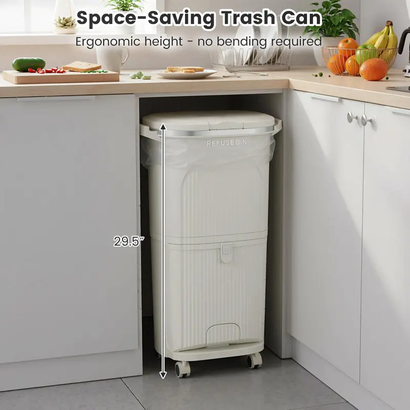 Goplus 10-Gallonen-Küchen-Mülleimer mit Deckel und 2 abnehmbaren Eimern