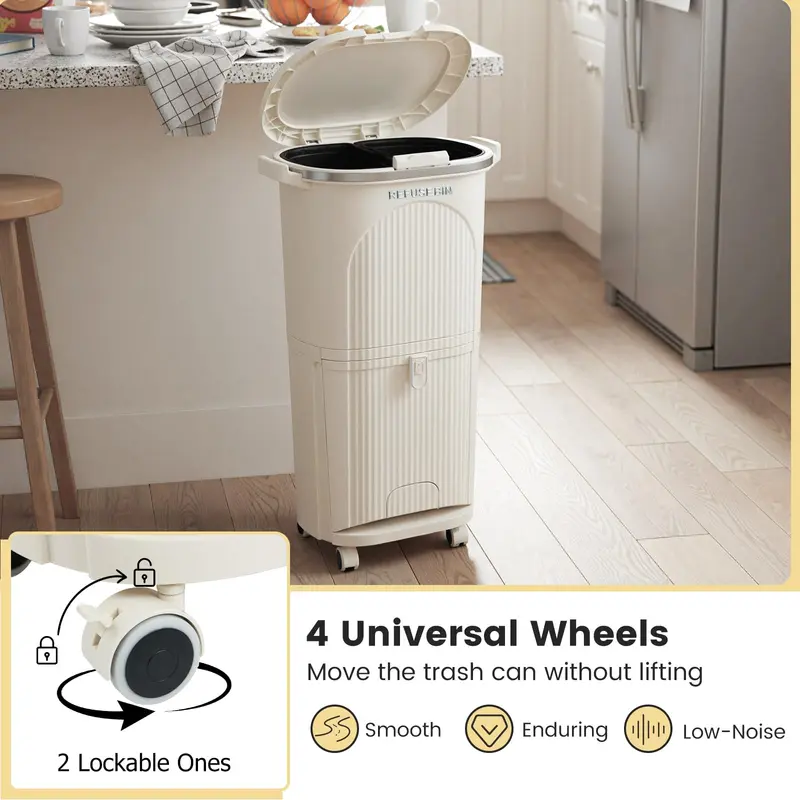 Goplus 10-Gallonen-Küchen-Mülleimer mit Deckel und 2 abnehmbaren Eimern