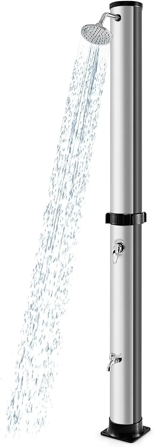 GoPlus 10-Gallonen-Solar-Dusche für den Außenbereich, freistehende Garten- und Pool-Dusche mit 2,2 m Höhe und schwenkbarem Duschkopf
