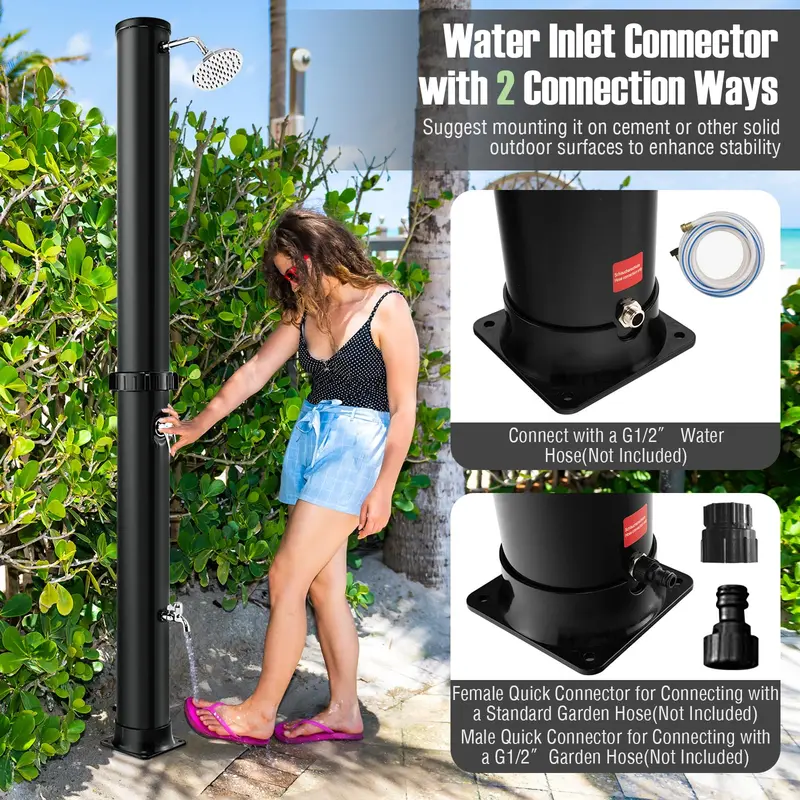 GoPlus 10-Gallonen-Solar-Dusche für den Außenbereich, freistehende Garten- und Pool-Dusche mit 2,2 m Höhe und schwenkbarem Duschkopf