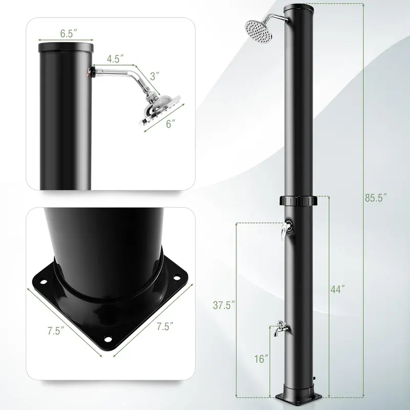 GoPlus 10-Gallonen-Solar-Dusche für den Außenbereich, freistehende Garten- und Pool-Dusche mit 2,2 m Höhe und schwenkbarem Duschkopf