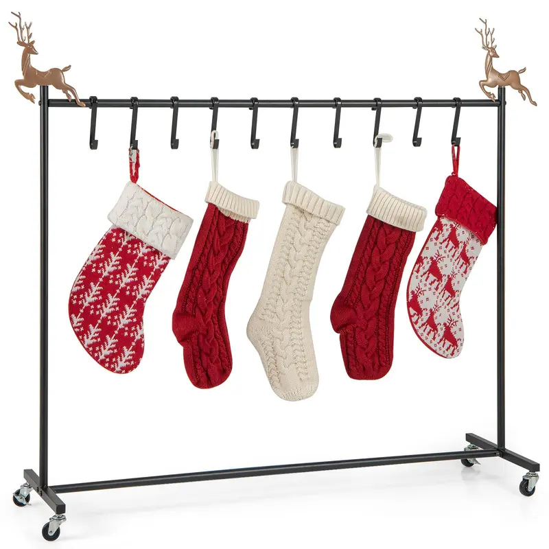Goplus 10-Haken-Weihnachtsstrumpfhalter-Ständer auf Rollen