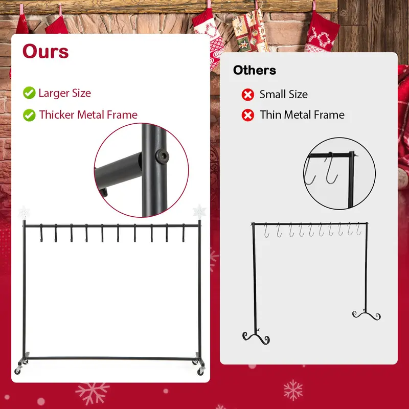 Goplus 10-Haken-Weihnachtsstrumpfhalter-Ständer auf Rollen