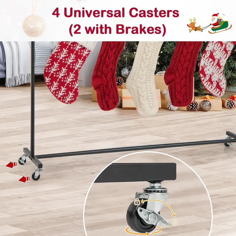 Goplus 10-Haken-Weihnachtsstrumpfhalter-Ständer auf Rollen