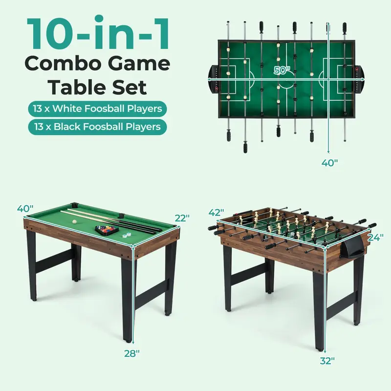 Goplus 10-in-1-Kombinations-Multi-Spiel-Tisch für gemütliche Spieleabende
