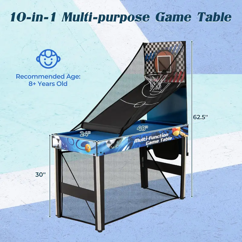 Goplus 10-in-1-Multi-Spiel-Tisch | 48"-Kombi-Spiel-Tisch für Spielzimmer, Partys und Familienabende