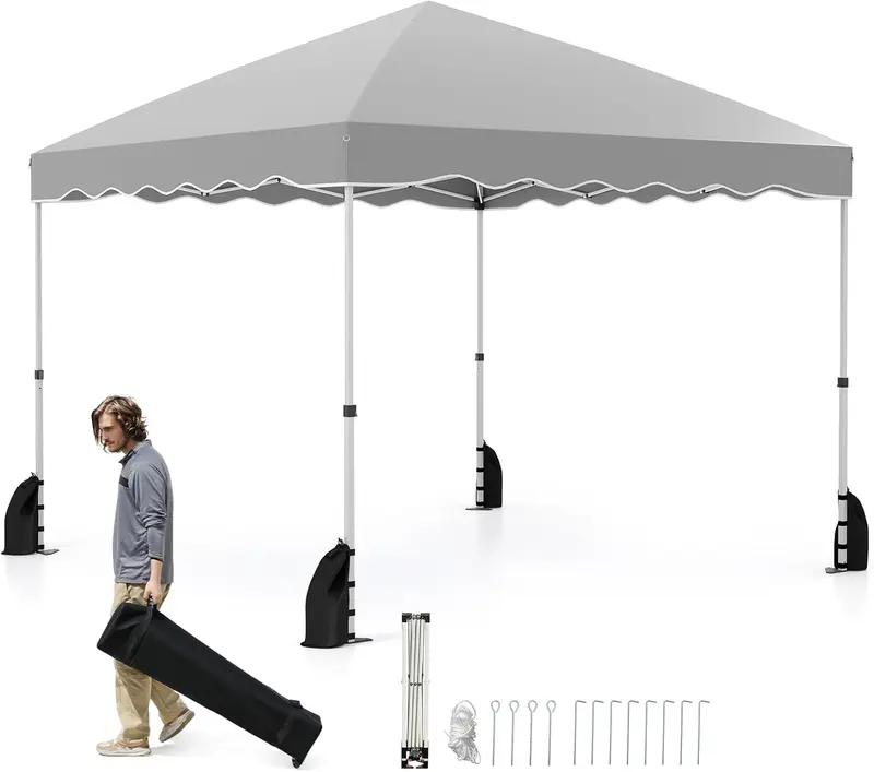 Goplus 10 x 10 ft Klapp-Zelt mit Rolltasche