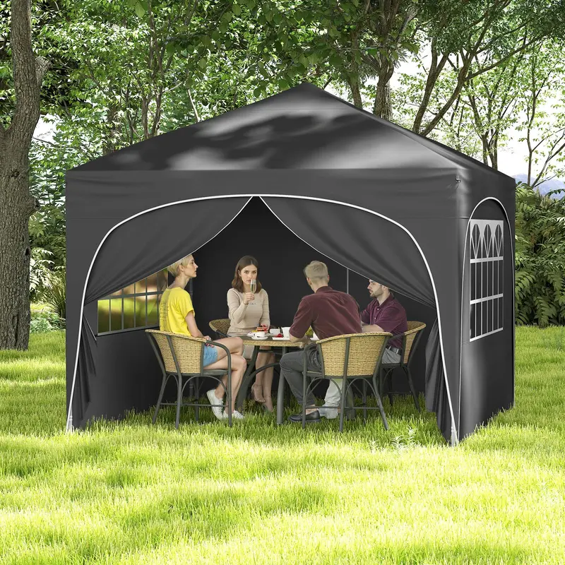 Goplus 10 × 10 ft Pop-up-Partyzelt mit 4 abnehmbaren Seitenwänden 2