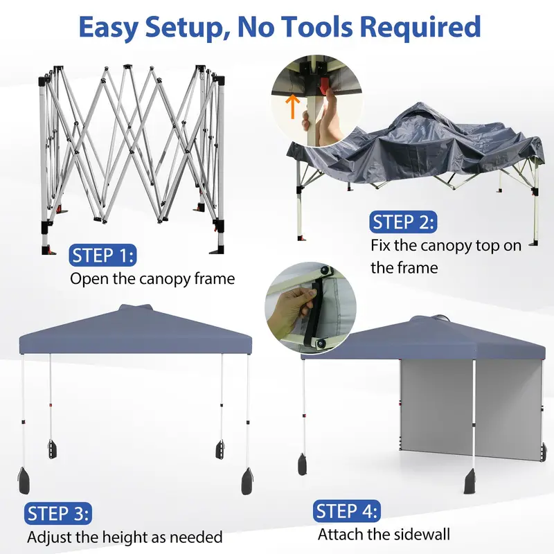 Goplus 10 x 10 ft Pop-up-Partyzelt mit einer Seitenwand und Rolltasche 2