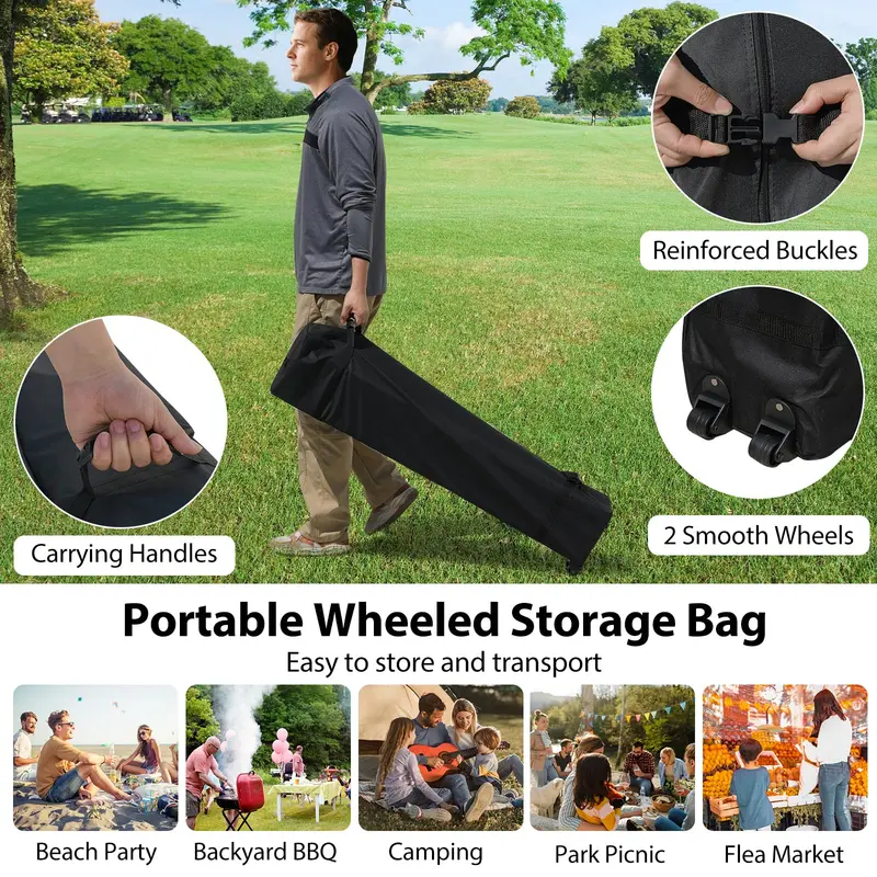 Goplus 10 x 10 ft Pop-up-Partyzelt mit einer Seitenwand und Rolltasche