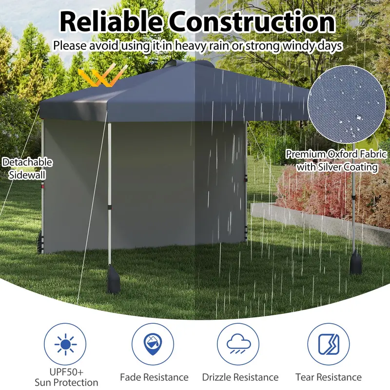 Goplus 10 x 10 ft Pop-up-Partyzelt mit einer Seitenwand und Rolltasche