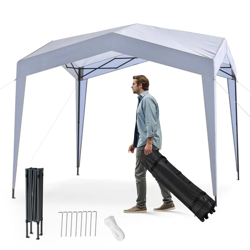 GoPlus 10 x 10 FT robustes, schnell aufbaubares Pavillon-Zelt mit erhöhtem Dach