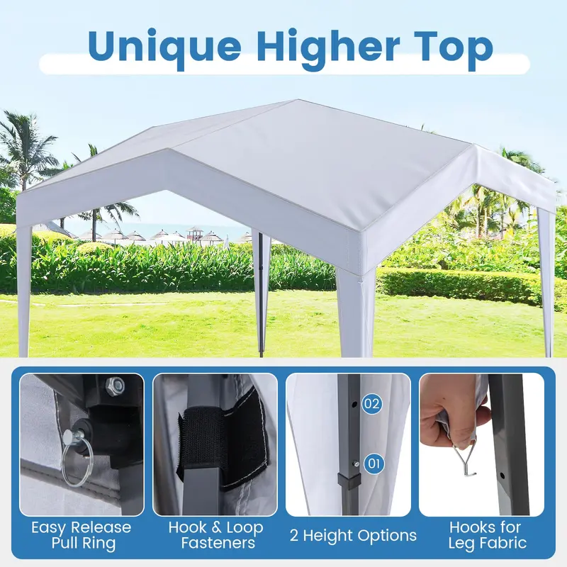 GoPlus 10 x 10 FT robustes, schnell aufbaubares Pavillon-Zelt mit erhöhtem Dach