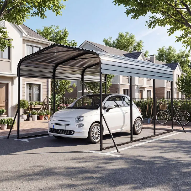 Goplus 10 x 14,5 ft schweres Carport für den Außenbereich – verzinktes Stahl-Garagen- und Fahrzeugzelt