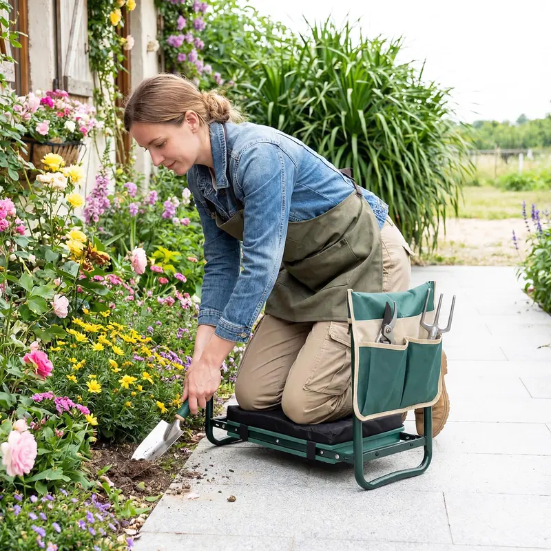 Goplus 11" breiter 2-in-1 klappbarer Gartenkniehocker und Sitz für Senioren 2