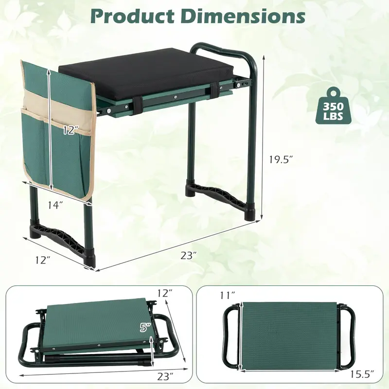 Goplus 11" breiter 2-in-1 klappbarer Gartenkniehocker und Sitz für Senioren